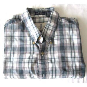 Vtg Men River Trader Plaid Polyester Cotton Short Sleeve Shirt Sz XL (MT818)
